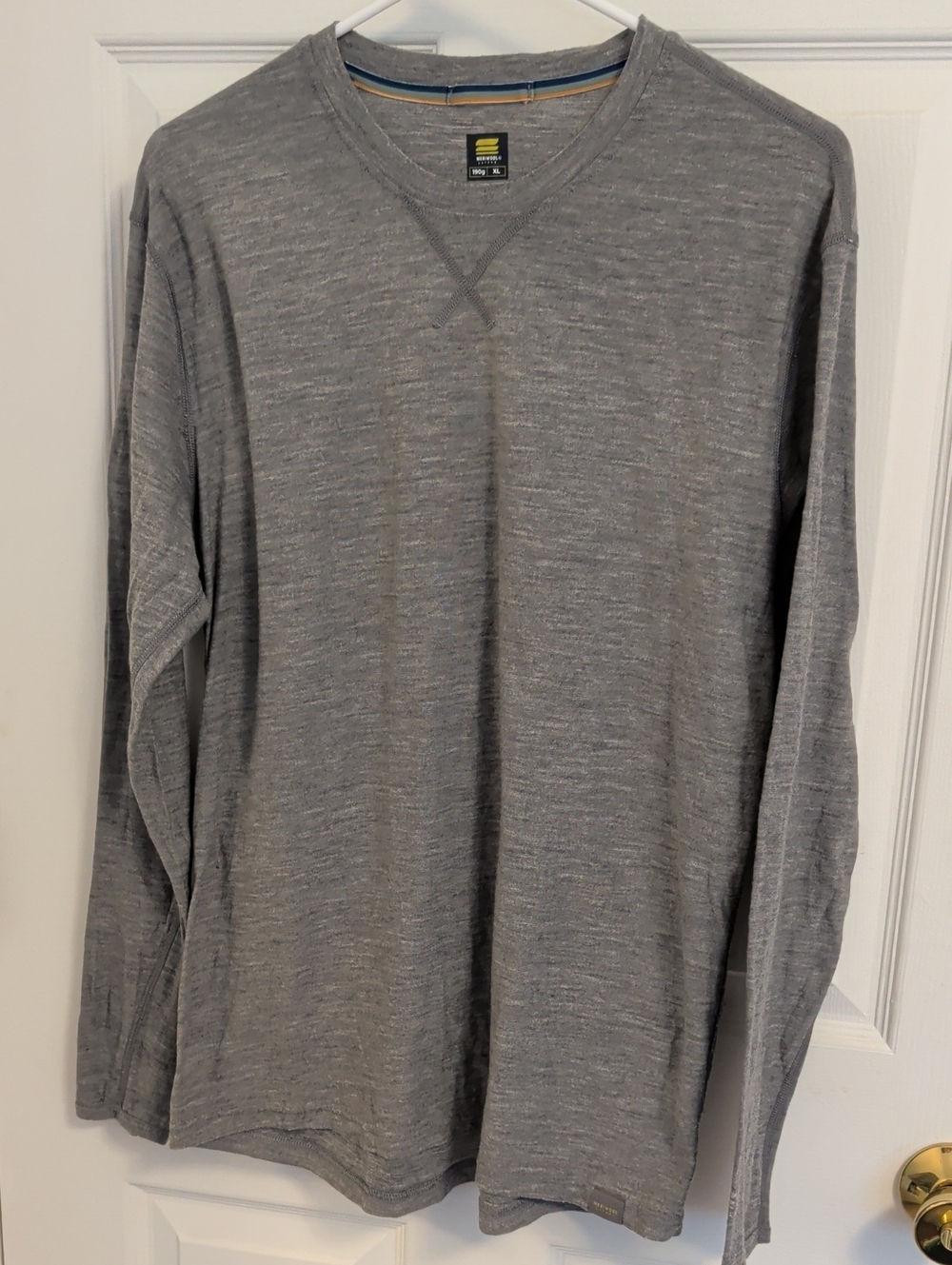 Gray Long-Sleeve 100% Merino Wool Sweater - Lightweight Crew